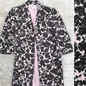 Ann Taylor LOFT Floral Black and Pink Coat